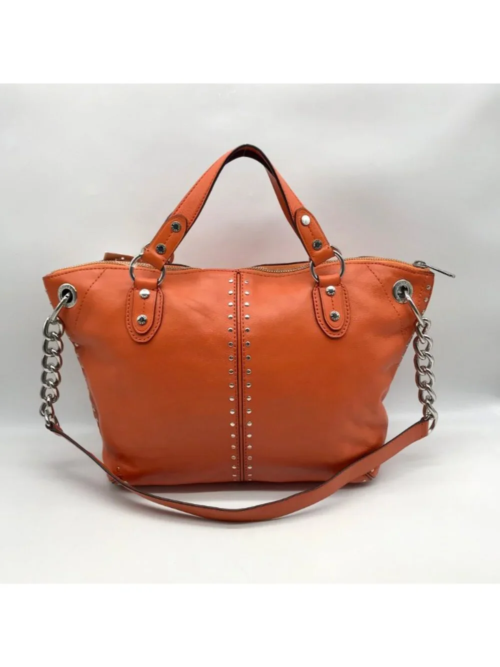 Michael Kors Tangerine Leather Astor Chain Convertible Satchel Bag